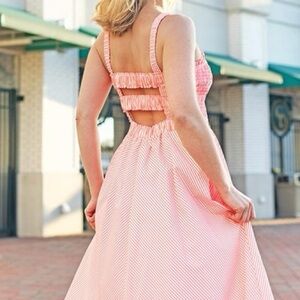 Vineyard Vines Pink Striped Midi Sundress